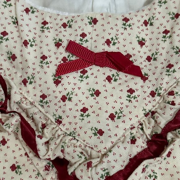 Vintage Dress Cotton Slip Floral Long Sleeve Old Time Clothing Ruffle Collar 3Y - Picture 9 of 16